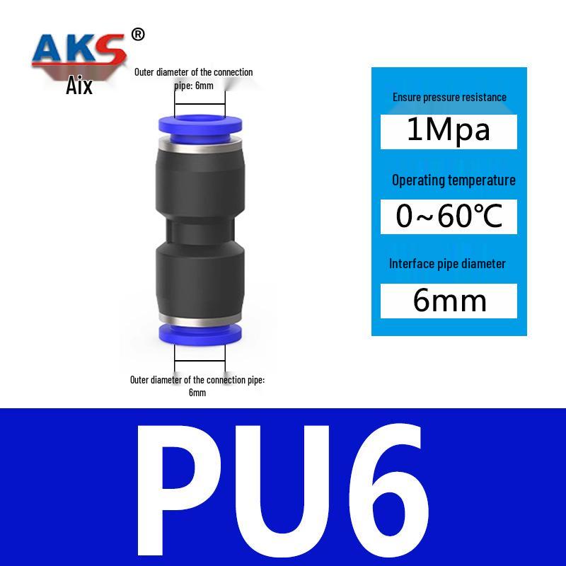 Pneumatic Nylon Air Hose Quick Connect Fittings: PU Straight, PY 5-Way, Cross 4-Way, PZA 3-Way, PE Connector with White/Blue Cap