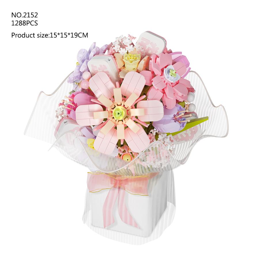 Non-Toxic Creative Diy Hand-Held Bouquet Building Block Sets Flowers Bricks Assembly Toys Children Mother'S Day Valentine'S Day Gifts