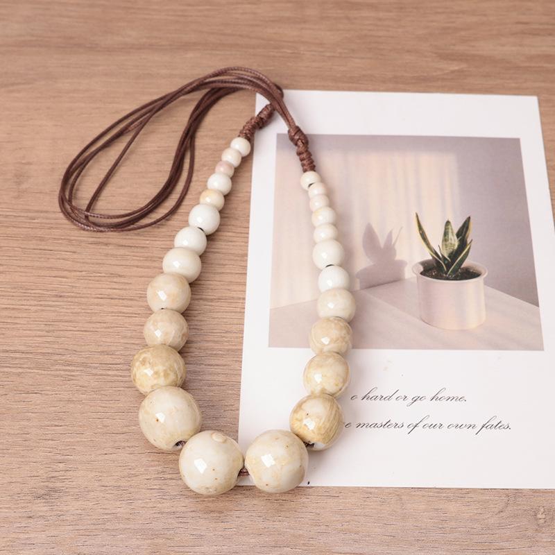 JMXD-Evropský a Americký Etnický Styl Korálkový Keramický Korálek Náhrdelník Bohémský Nastavitelný Řetízek na Krk Retro Jednoduchý Novoroční Řetízek na Svetr