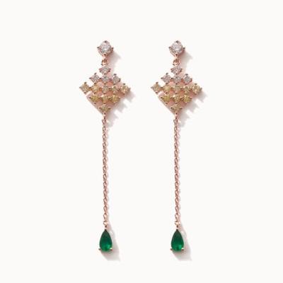 Jlauren M03307 Rose Gold Citrine Cubic Drop Earrings_(1227208)
