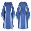 Rochie coadă de rândunică retro cu rever, multicoloră, medievală, pentru femei, cu tiv neregulat