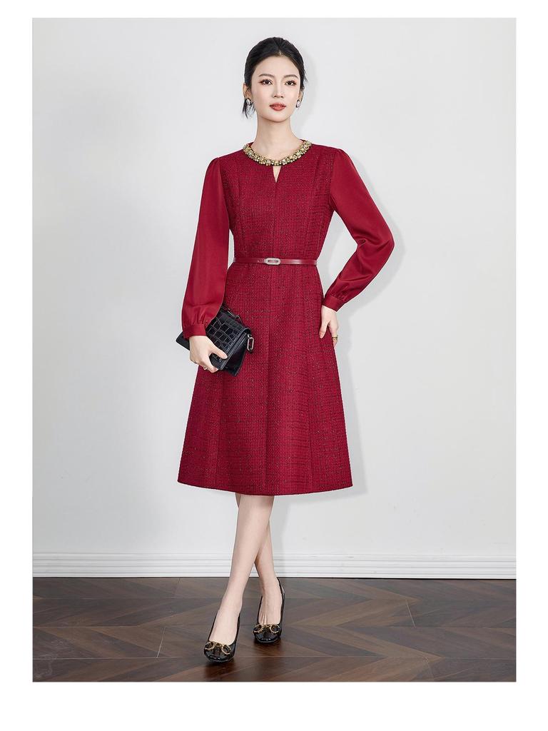 High-End Lurex Tweed Autumn/Winter Banquet Gown Dress - Nanyou Collection