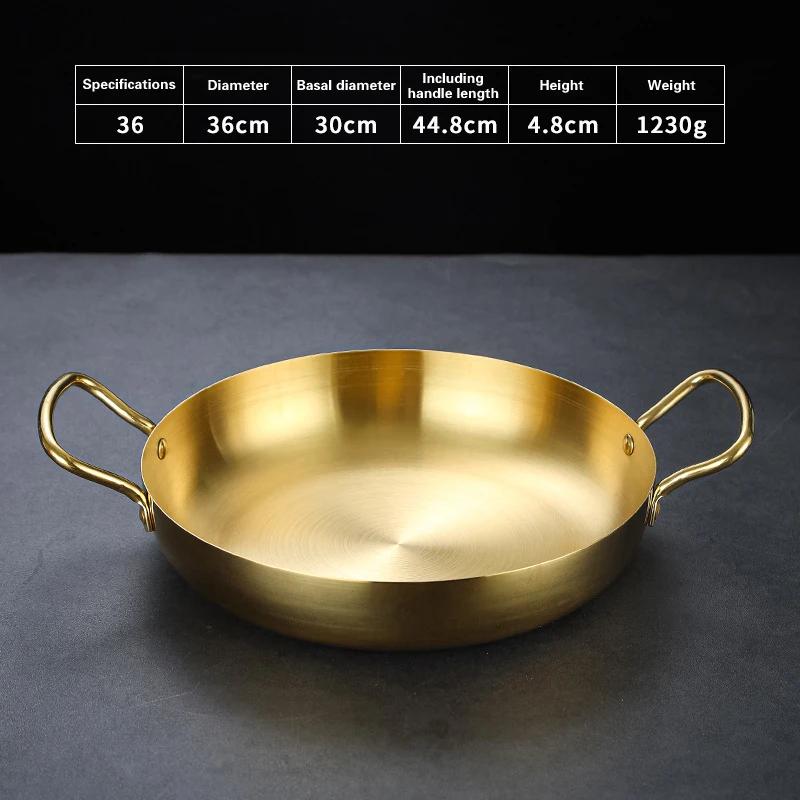 Španělský rýžový hrnec s mořskými plody Dvojuší zlatá pánev Miska na těstoviny Kulatý talíř na steaky panelas olla Nádobí na suché hrnce z nerezové oceli