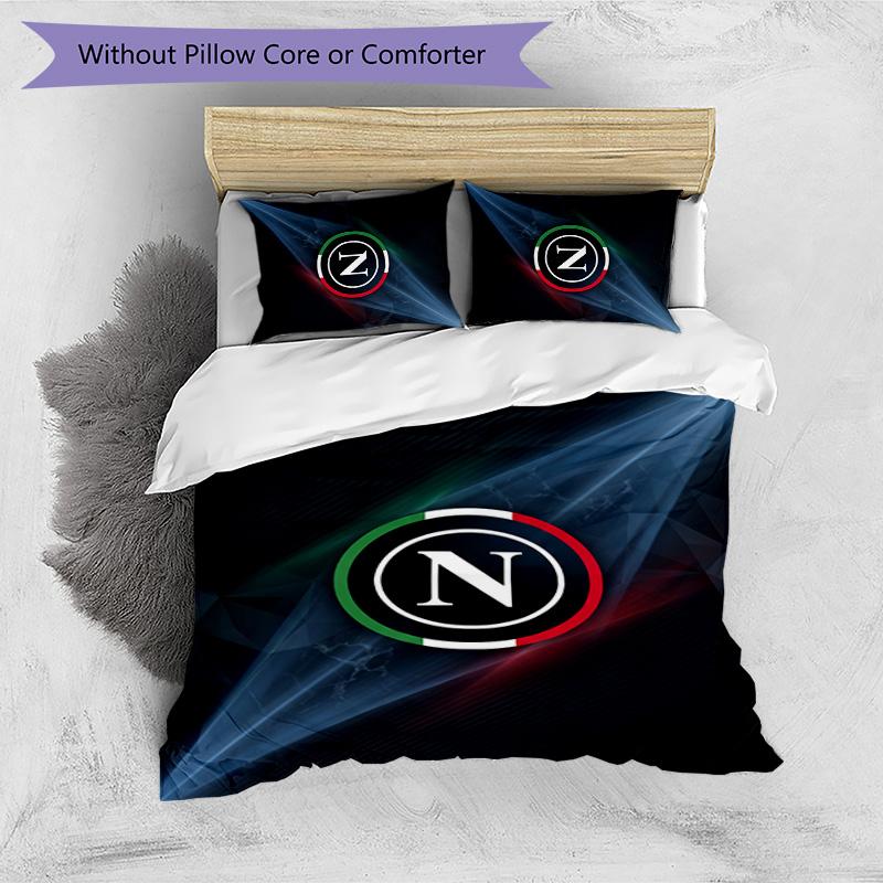 Set Lenzuola 3 Pezzi Stampato Napoli FC Traspirante Copripiumino con Federe Biancheria da Letto Decorativa per Camera da Letto Casa