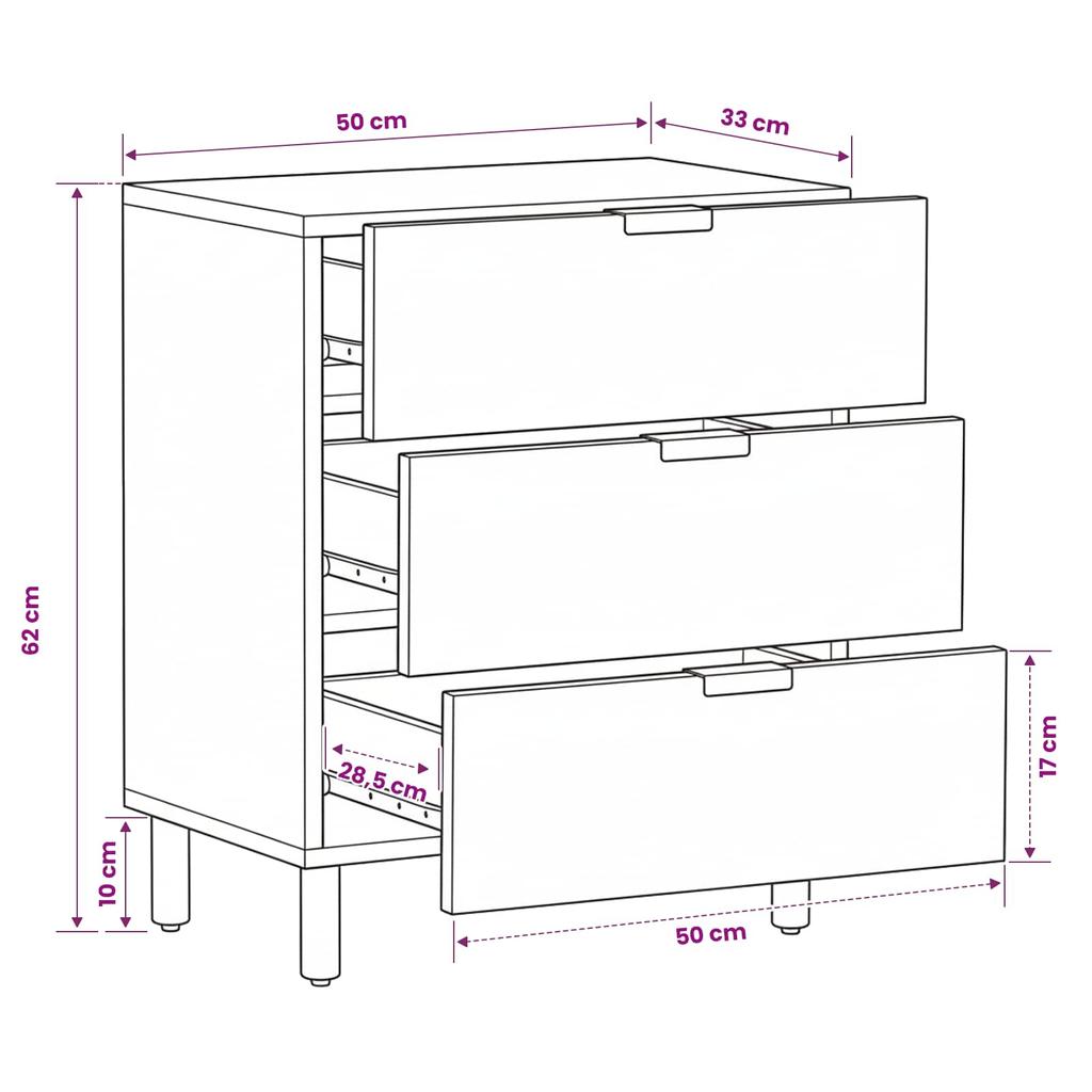 Nightstand Brown 50 x 33 x 62 cm Solid Mango Wood