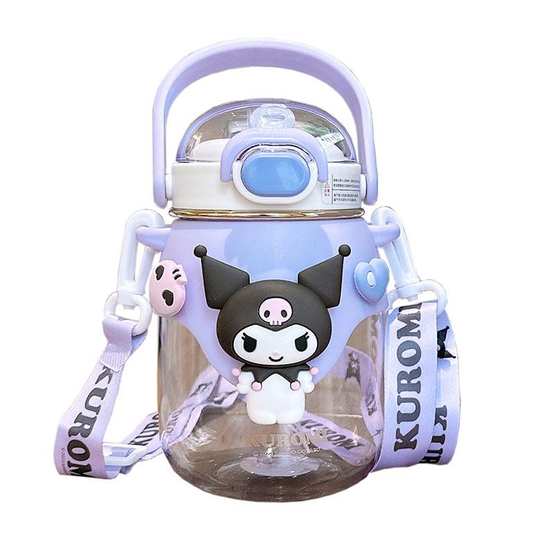 Chuhe Cartoon Plastic Straw Cup Large Capacity Leak-proof Purple Color 820ml