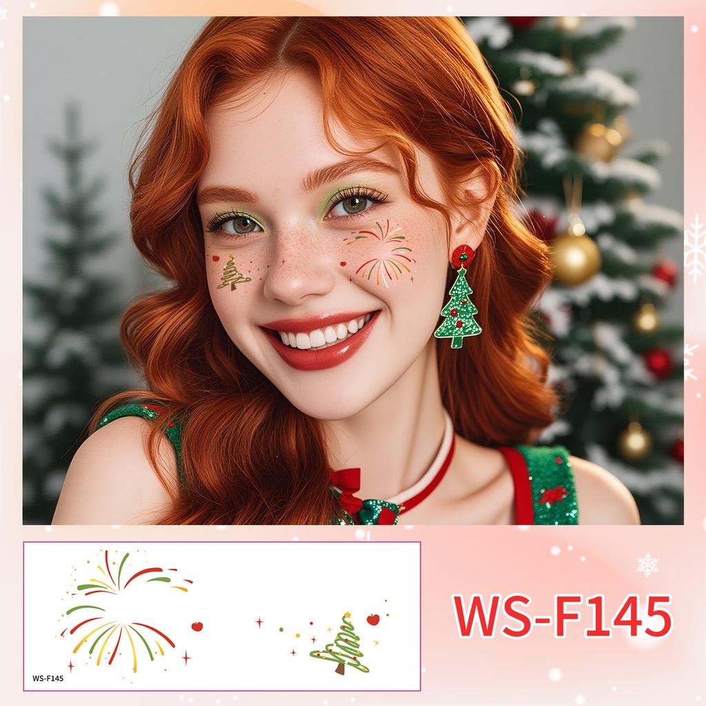Cross Border New Manufacturer Direct Sales Christmas Makeup Face Stickers Party Dance Waterproof Sweat Creative Tattoo