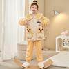 Kids Flannel Pajamas Set Boys Girls Warm Long Sleeve Top And Pants Sleepwear Winter Home Nightwear
