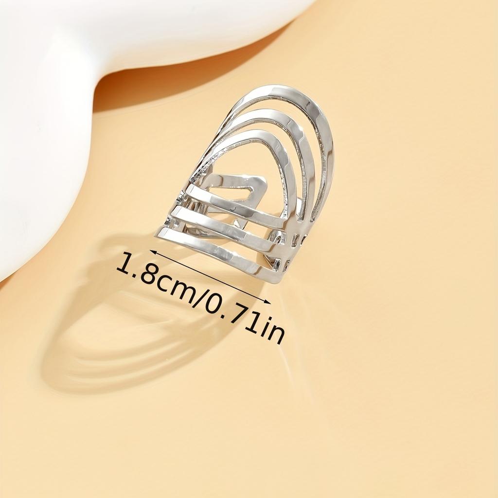 1pc Hip Hop Style Cuff Ring Hollow Geometry Design Match Daily Outfits Party Accessory Adjustable Suitable For Men And Women