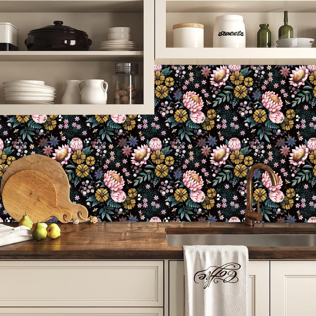 Sunflower Peel and Stick Wallpaper Farm Floral Self Adhesive Wallpaper for Home Bedroom Cabinets Wall Decor