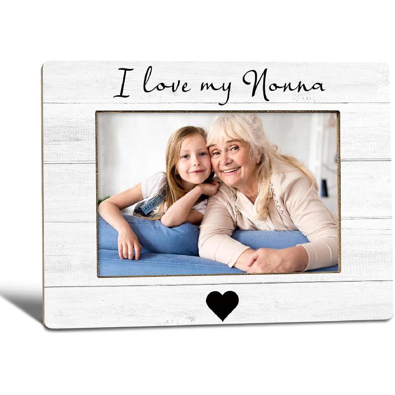 I Love My Nan Picture Frame, Mother's Day Gifts for Nan Grandma, Grandma Gifts from Grandkids Photo Frame 4x6, Grandmother Wooden Photo Picture