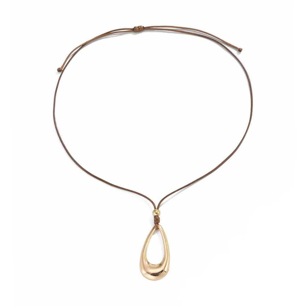 IngeSight.Z Simple Irregular Hollow Geometry Pendant Choker Necklace Creative Metal Wax Thread Chain Neck Accessories Jewelry