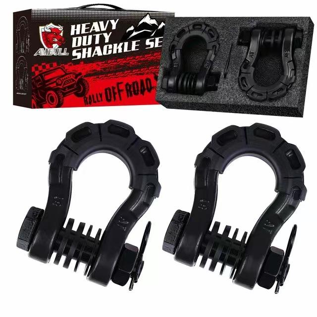 3/4  D Ring Shackle for trailer, RV, off-road vehicle U-Hook Shackle Rugged Tow Shackle With Isolator Strong чёрный