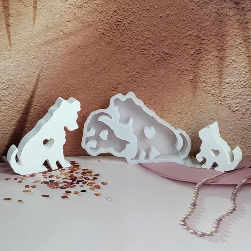 Durability Elastics Dog Cats Statue Silicone Mold for Cement Plasters Candle Soap Making Craft Tool Resin Casting Mould