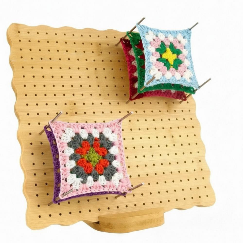 

DIY Crochet Blocking Boards Square Pottery Clay Base Plug Board Knitting Blocking Mat Needlework 10x10x1.5cm-with 10Pcs Rod Pins