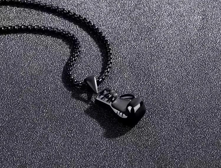 Boxing Gloves Solid Color Pendant Fashion Men Athletic Leisure Jewelry Hip Hop Necklace Street Black Boxing Gloves Necklace