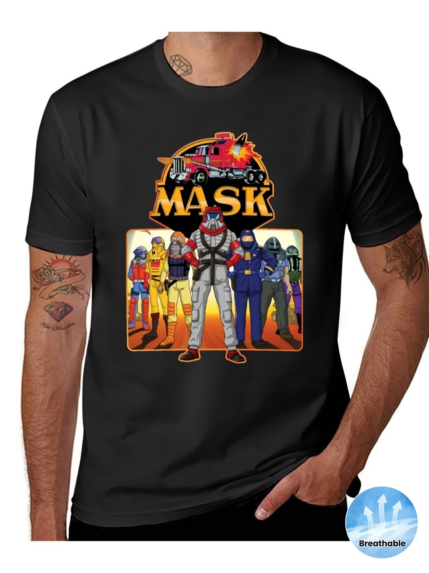 

Мужская M.A.S.K. Ретро-футболка 80-х - Иконический логотип MASK Truck Flame и принты Matt Tracker/Blackstar M