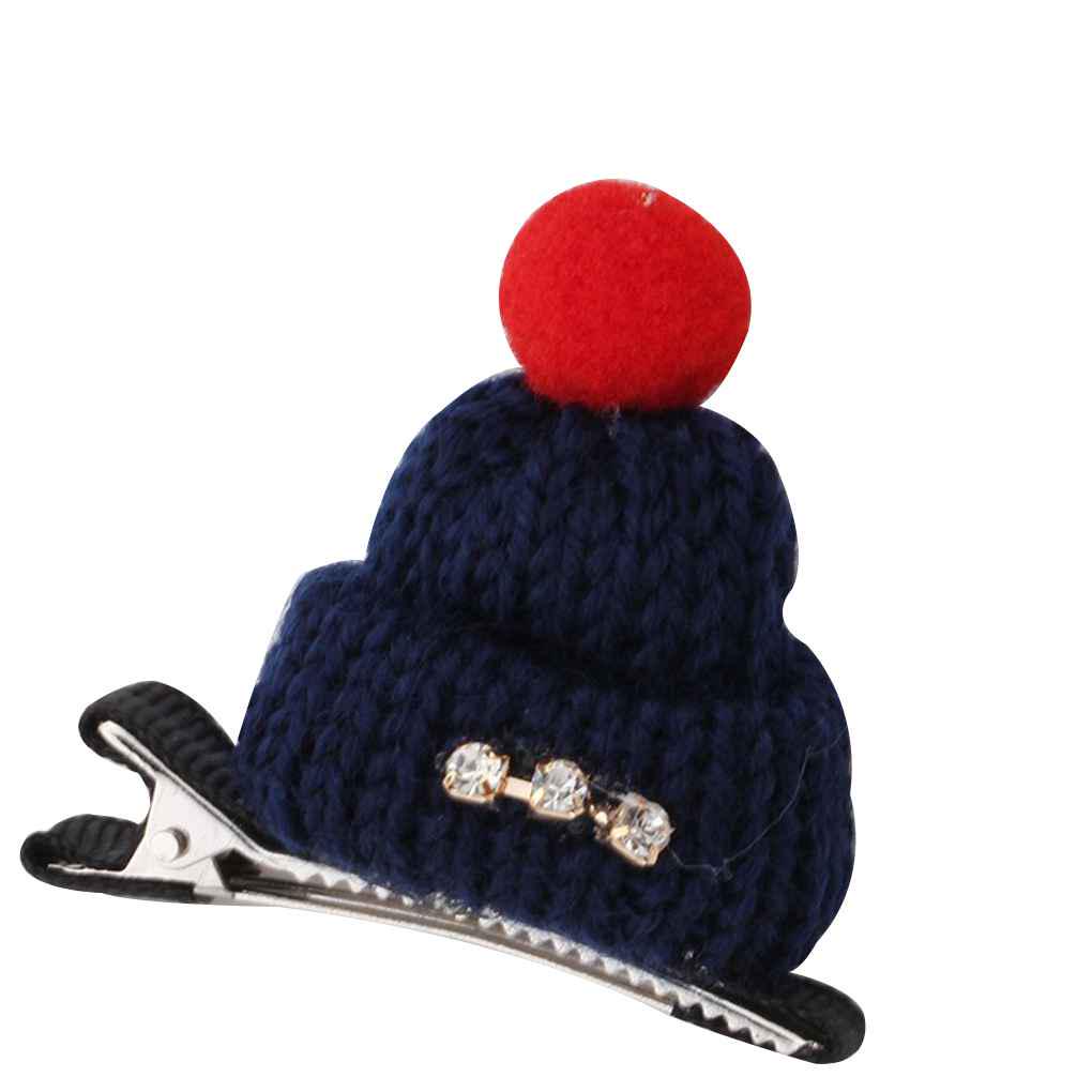 

Cap Shaped Hat Hair Clips Hair Accessories Head Wear Knitted Hairpins темно-синий