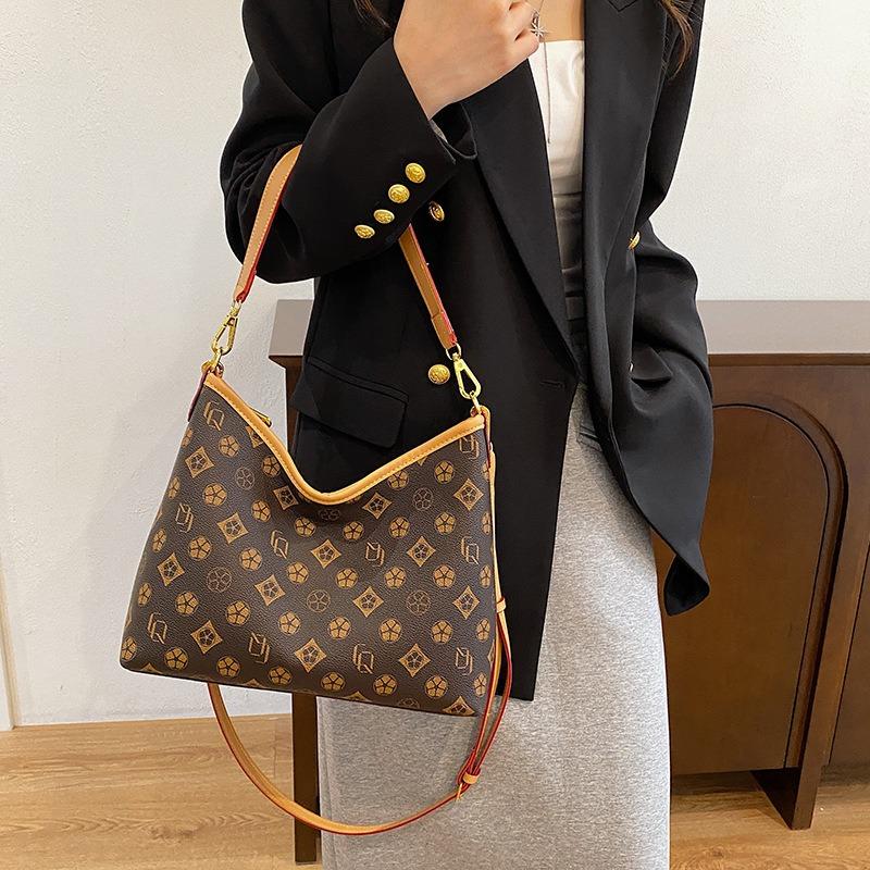 Premium Texture Retro Printed Tote Bag Women's New Handbag Fashionable Versatile Single Shoulder Messenger Women's Bag