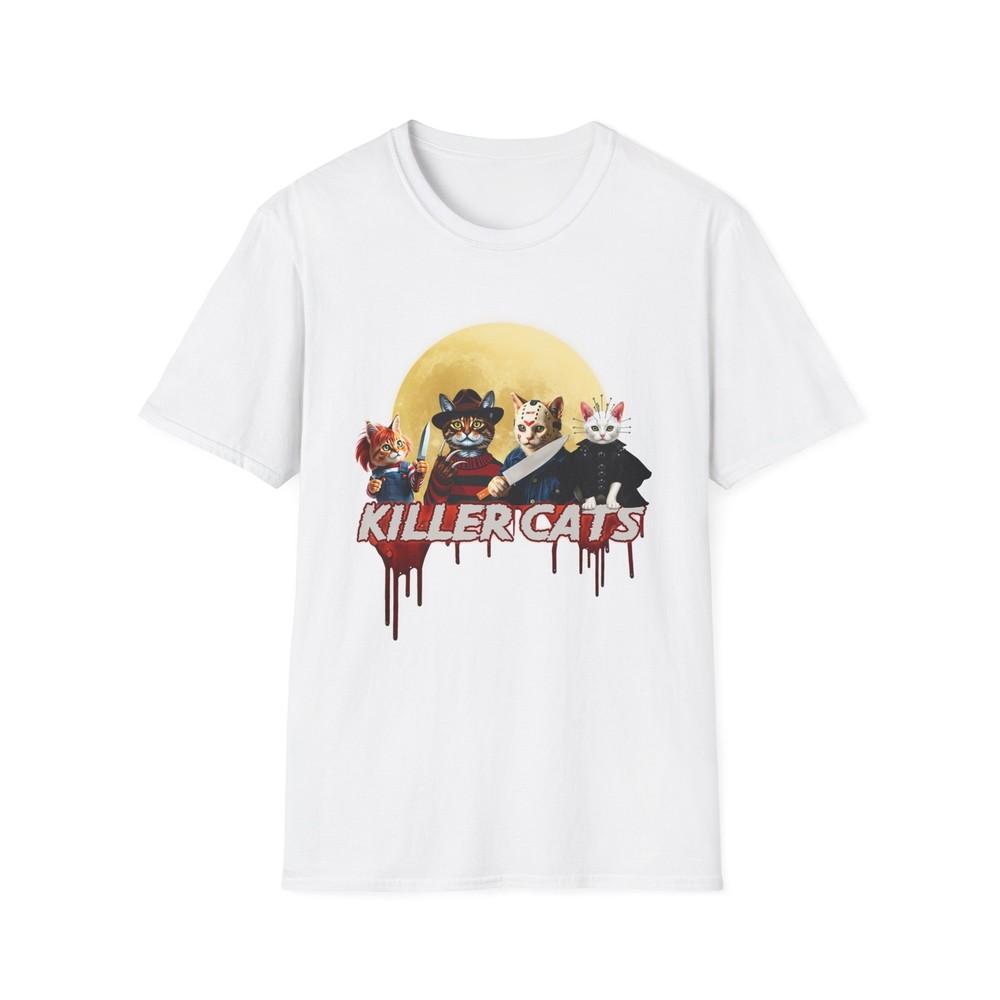 

Killer Cats Full Moon T-Shirt Halloween Cat Tee Funny Horror Movie Shirt Unisex T-Shirt L