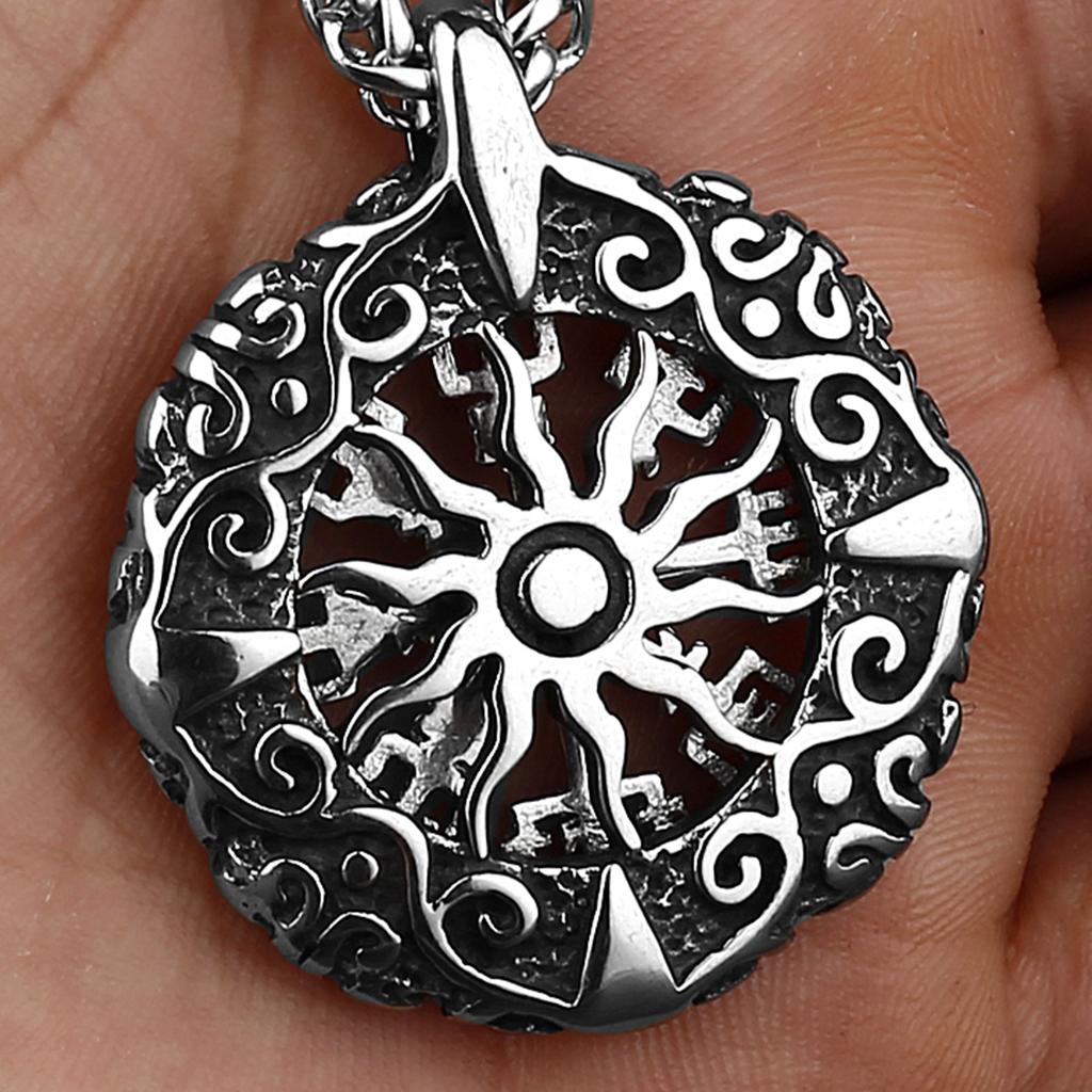 Original Stainless Steel Fashion Personality Viking Rune Amulet Hollow Men's Pendant Girlfriend Sweater Chain Jewelry