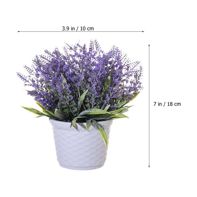 GALPADA Artificial Lavender Plants, Potted Plants, Set of 2 (Purple & Yellow), Fake Greenery, Bonsai Style, PVC, Fade-Resistant, Never Wilts, Desktop