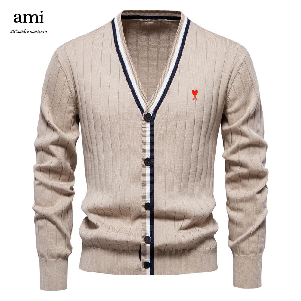 AMI 2025 Herbst/Winter Neue Strickjacke mit V-Ausschnitt und langen Ärmeln für Herren