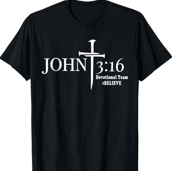 Unisex shirt Cotton Oversize Large Size John 3 16 Devotional Team God Christian T-Shirt