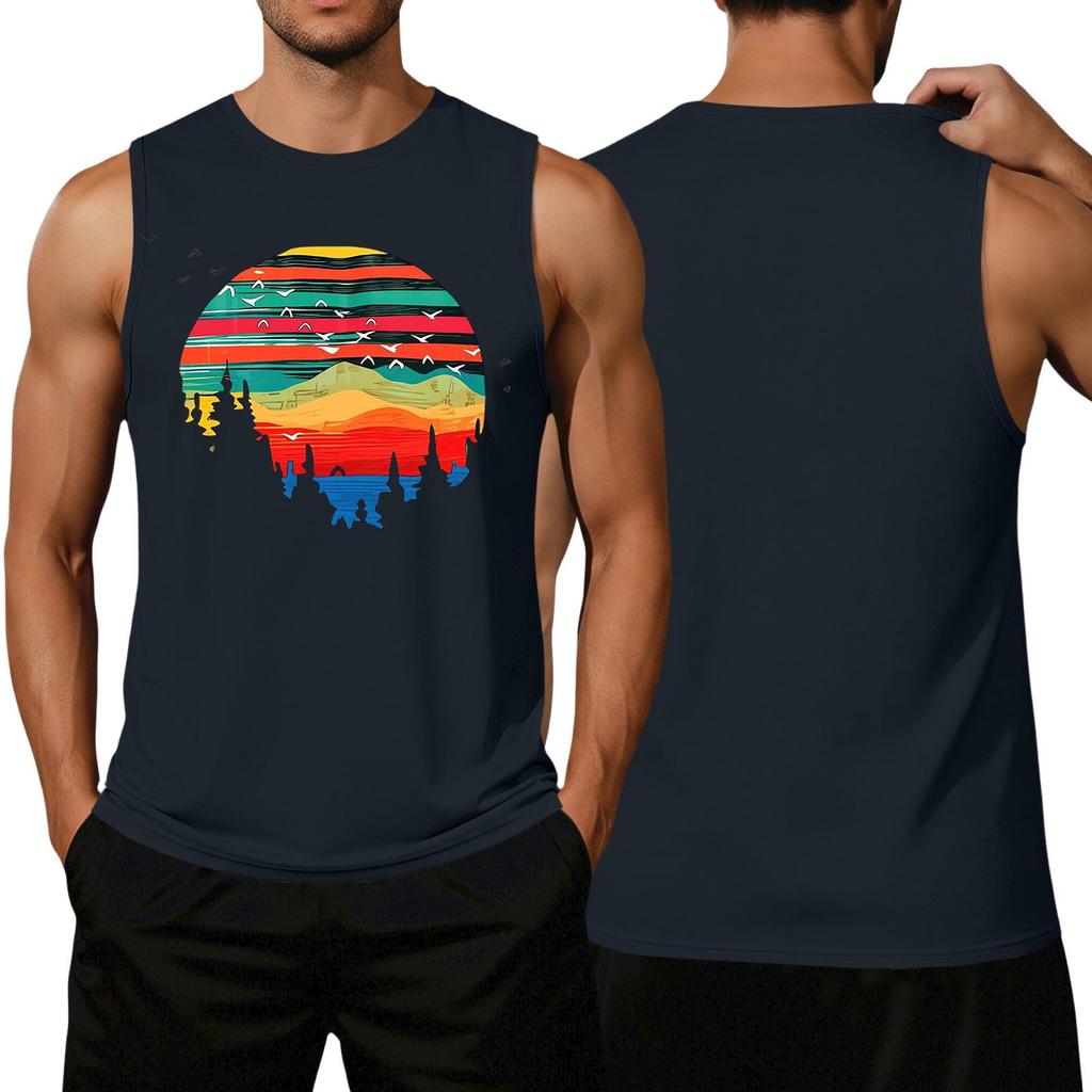 Men's Loose Casual Hawaiian Print Sleeveless Top