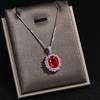 Exquisite Ruby and Garnet Pendant Necklace with Large Pigeon Egg Stone
