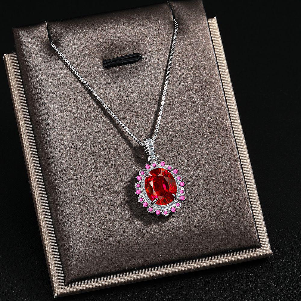 Exquisite Ruby and Garnet Pendant Necklace with Large Pigeon Egg Stone