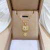 Flower Cat Zircon Light Luxury Temperament Gorgeous Full Diamond Necklace Female Versatile Collarbone Chain Titanium Steel Chain