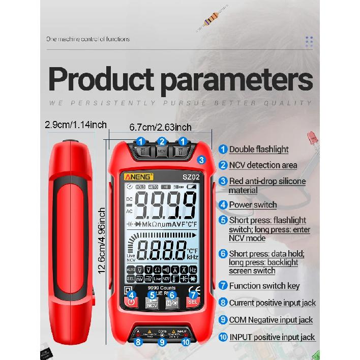 Digital Multimeter Smart ANENG  AC/DCVoltage Capacitance Meter 6000 Counts Auto Electrical Temp Resistance Transistor Test tools