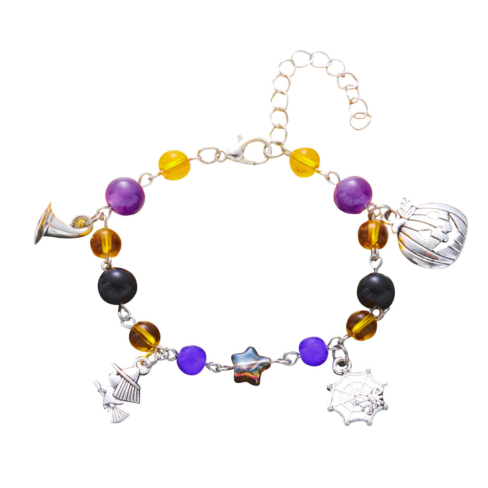 

Браслеты-шармы на Хэллоуин для женщин | Регулируемые браслеты | Тыква Паук Летучие мыши Шляпа ведьмы Шарик Бусина Конфетная кукуруза one size