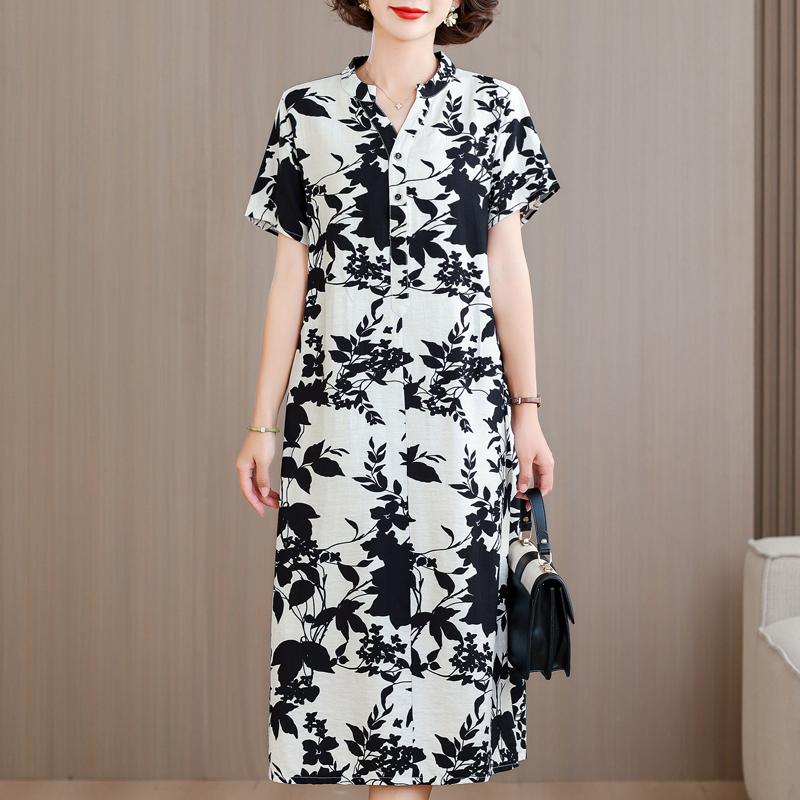 Plus Size Summer Long Dresses for Women Clothes Elegant Short Sleeve Loose V-Neck Women's Summer Dress