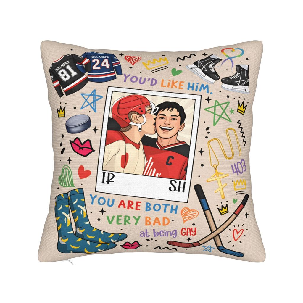 Heated Rivalry Square Pillow Covers Polyester Bed Car Hockey Romance Cushion Cover Cool Home Decoration Throw Pillow Case 45*45