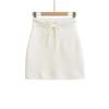 2025 Autumn/Winter High-Waisted Elastic Ribbed Knit Bodycon Skirt with Tie Detail