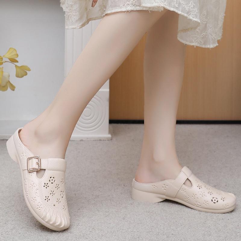 Women's Summer Breathable Sweet Sandals Thick Soft Sole Fashion Beach Slides Anti-Slip Open-Toe Outdoor Shoes