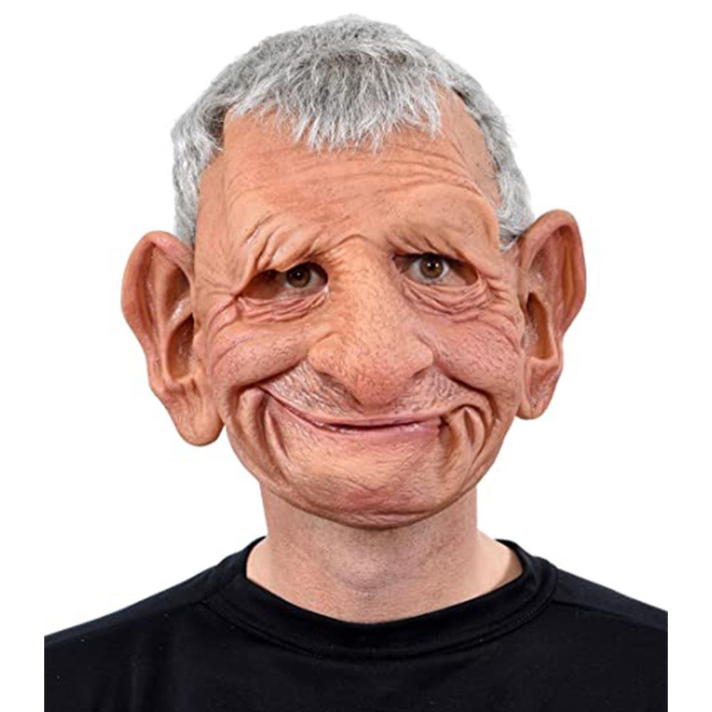 Halloween Smoking Old Lady Mask Latex Headgear Cosplay Old man's hat, grandpa's wig, mask