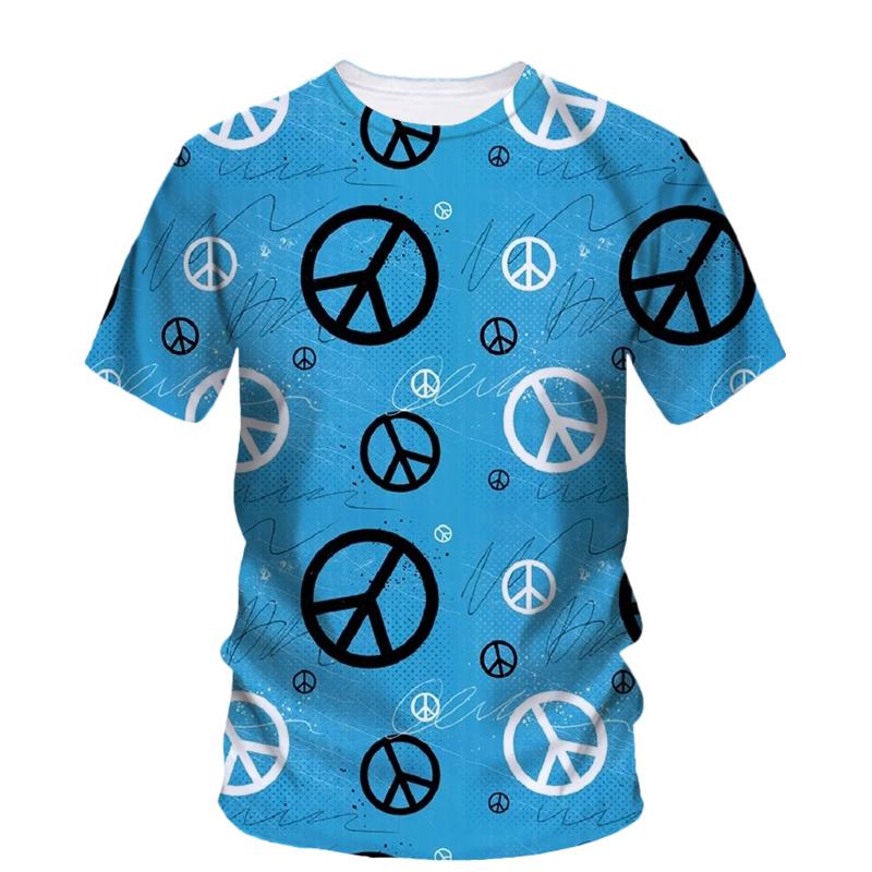 Summer New Fashion Graphic T-shirt Neutral Trend Creative Color Printed Casual Round Neck Short Sleeve T-shirt