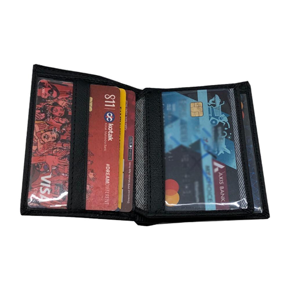 RSINC Tenká kožená ručně vyráběná peněženka na kreditní karty, hotovost, bifold | Černá B0DS619LRR