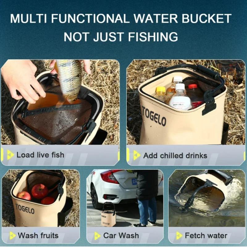 8L/13L Multifunction Folding Fishing Bucket With Ergonomic Handle Bucket Waterproof Outdoor Camping Bucket Fishing Accessories
