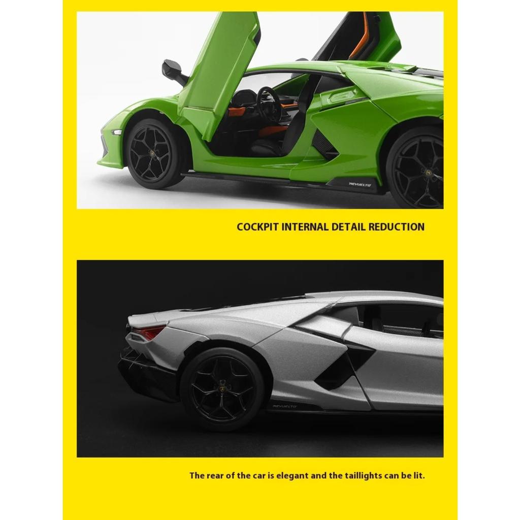 1/24 Lamborghini Revuelto Super Sports Car Diecast Model Metal Car Collection Level Home Trendy Toys Ornaments Hobbies Boyfriend