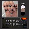 WM-19 Ghost Black Cat & Bat Halloween Nail Tips - Short Square False Fingernails