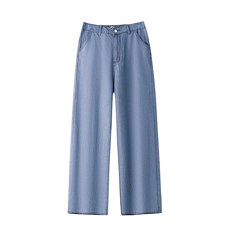 Mote Jeans for Kvinner i Store Størrelser Rette Street Style Denimbukser Elastisk Midje Bukse