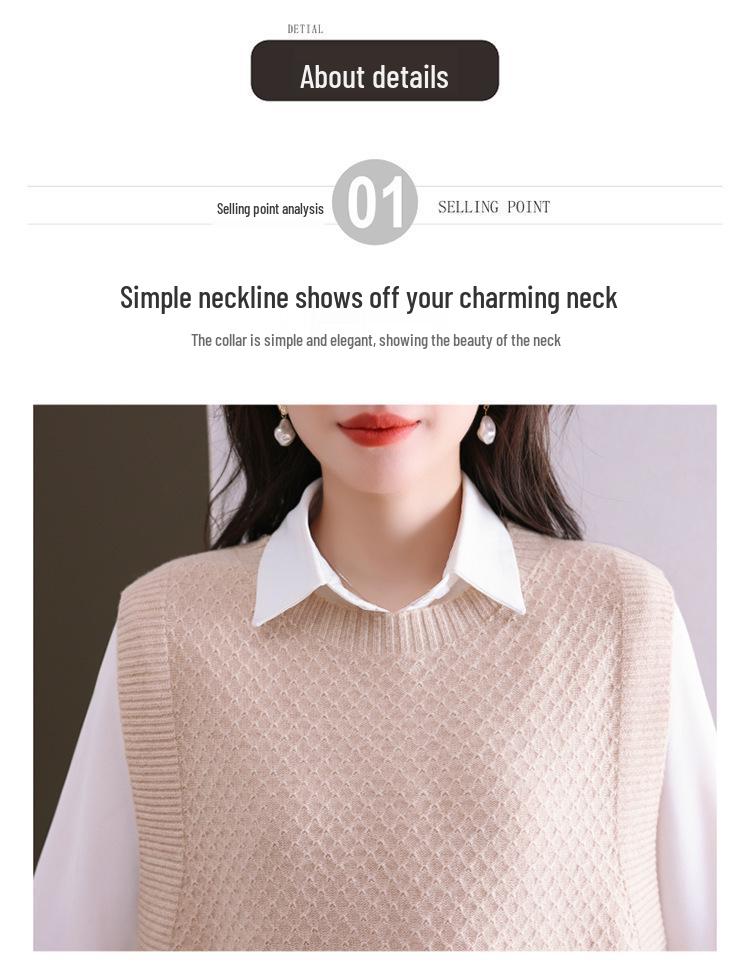 Women's Wool Knit Vest - 2025 Autumn/Winter New Style, Versatile Sleeveless Sweater with Shirt
