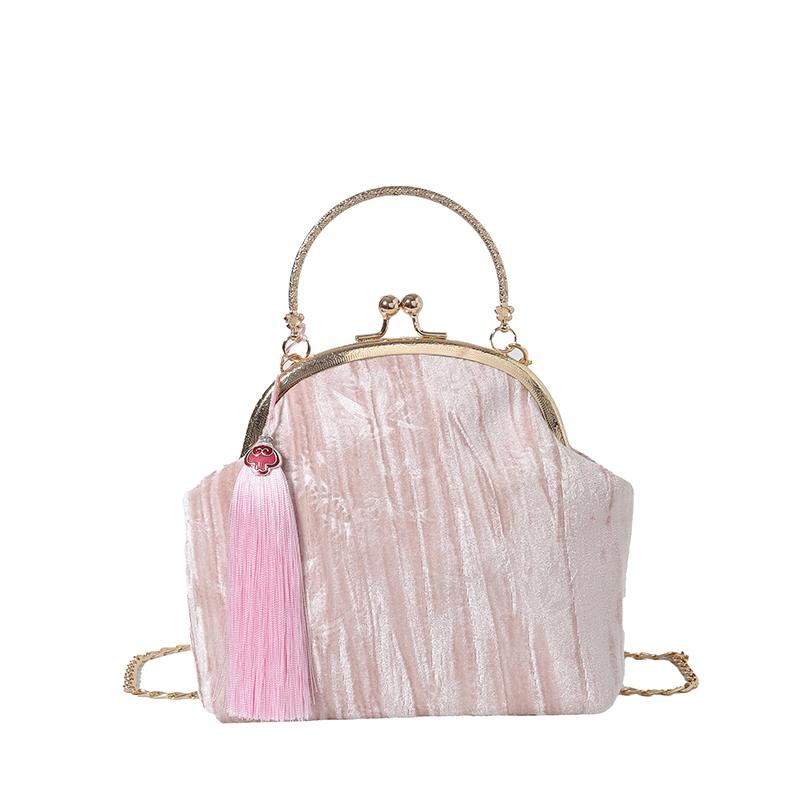 Retro Shoulder Crossbody Bag for Women Designer Bag Tassel Chain Shell Lock Clip Feminine Bag
