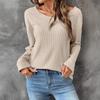 Long-sleeved Lace Backless Top Fashionable Loose Knitted T-shirt Round-neck Casual Pullover for Women