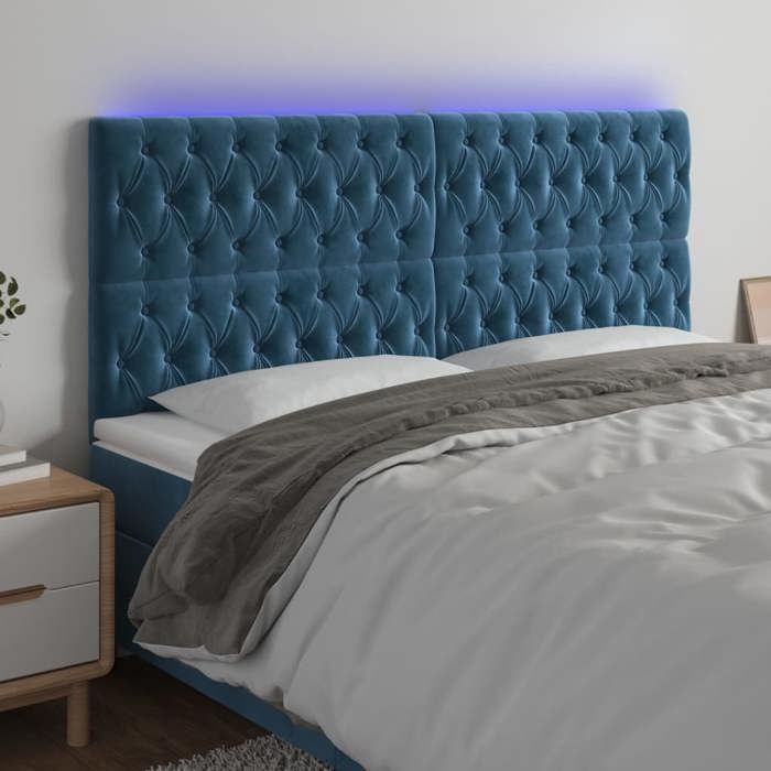 VidaXL LED Headboard Bedroom Furniture Double Bed Accessory Head of Bed Frame Interior Dark Blue 3122830