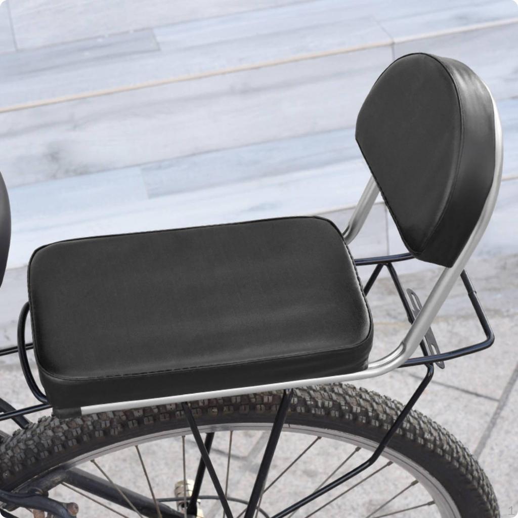 Rear Bike Seat with Backrest Soft Cycle Universal Fit Transport Accessory Black